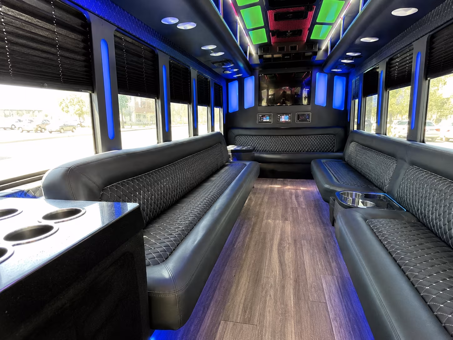 miami gardens 15 passenger party bus inside
